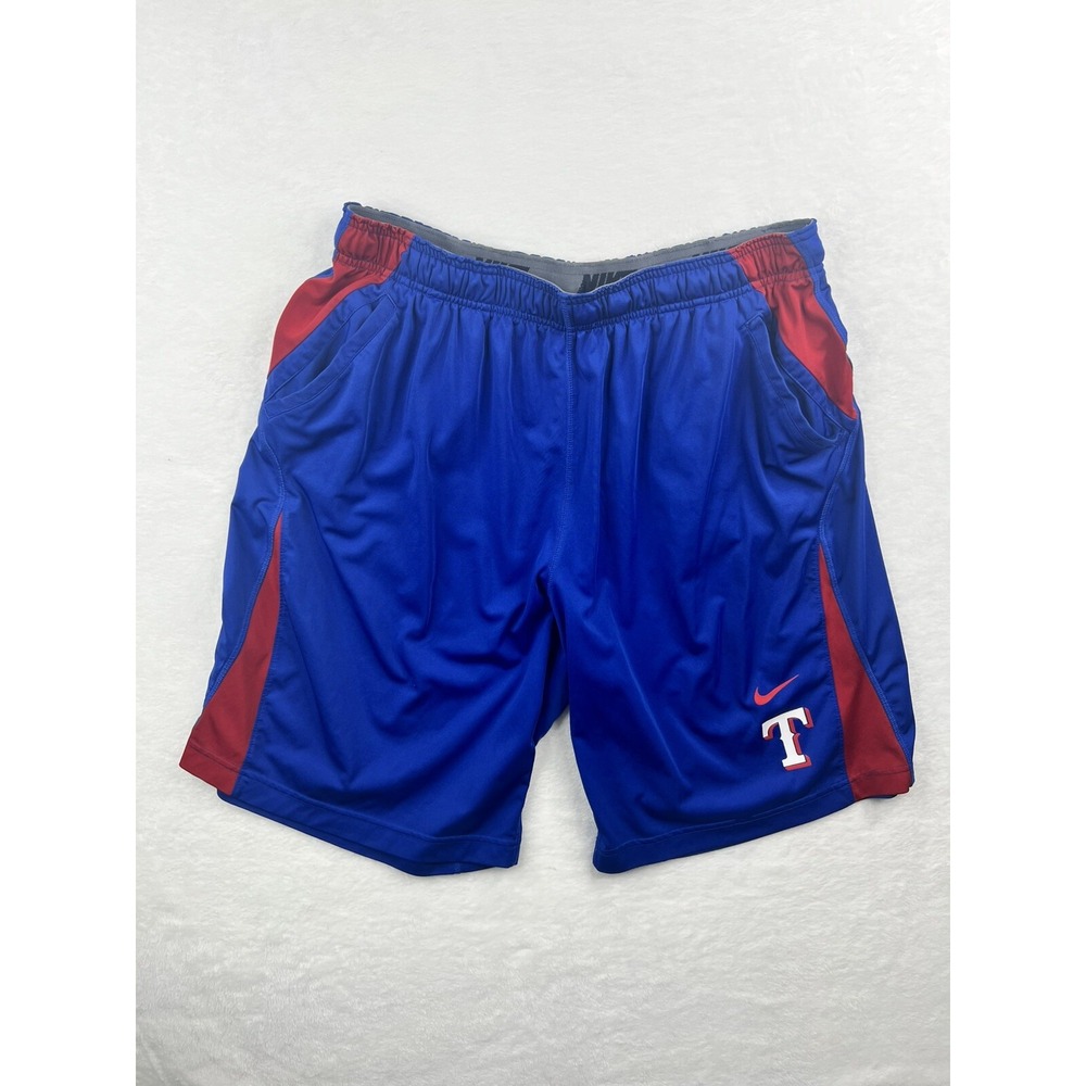 Texas Rangers Shorts Mens Size 2XL Blue Nike Dri-Fit Performance Baseball (Read)